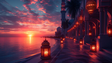 Ramadan 3-5 lanterns with mosque background