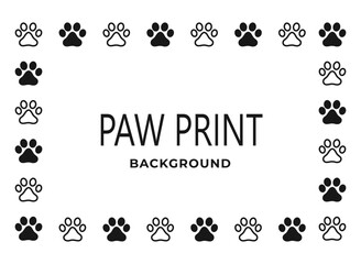 Fototapeta premium Paw print. Frame on a white background. dog or cat.