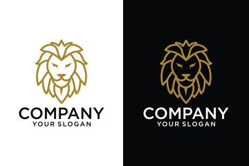 Vintage lion head emblem logo design. Lion head line art vector icon - obrazy, fototapety, plakaty