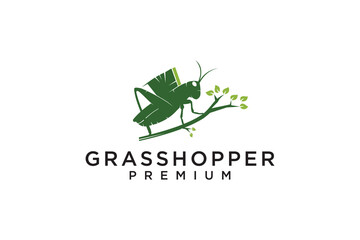 grasshopper icon logo design vector Grasshopper grasshopper logo, cricket insect icon in linear style