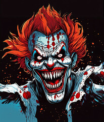 Evil joker laughing like a maniac.