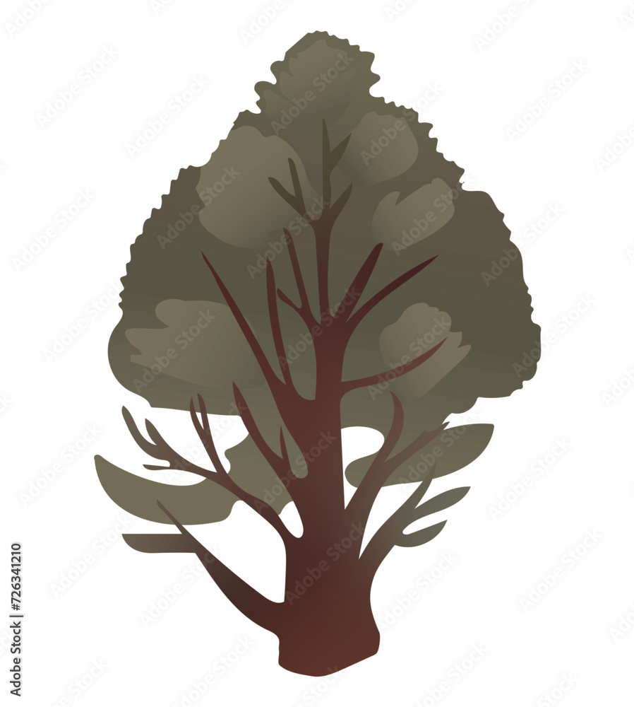 Poster tree elements of colorful set. this delightful cartoon design feature a majestic forest tree as the 
