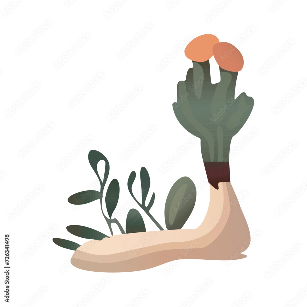 Poster mushroom element of colorful set. this artwork seamlessly blends a mushroom as a nature element into