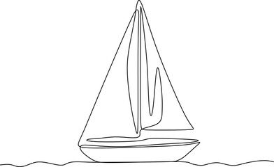 Continuous line drawing of a simple boat ship