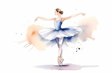 Dancing ballerina. Watercolour illustration