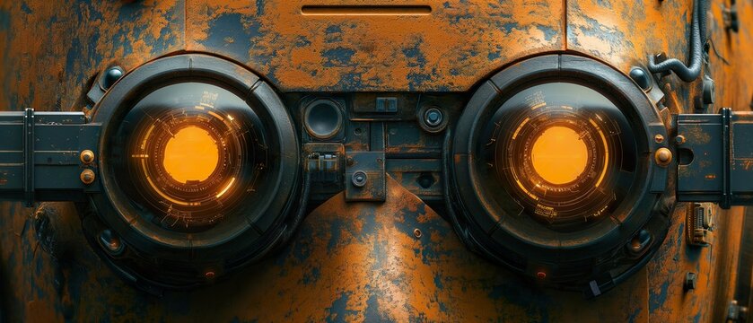 Eyes With Metal Robot Lenses. Illustration On The Theme Of Technology And Robotics, Science And Engineering. Generative AI