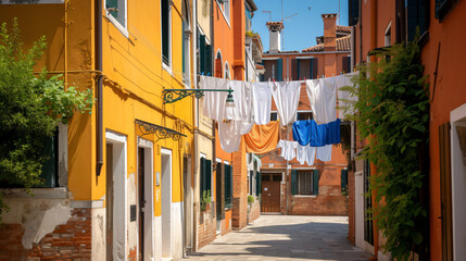 Fototapeta na wymiar Italy Venice Laundry drying on clothesline