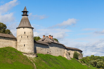 Kremlin of Pskov, Russia. Ancient coastal fortification