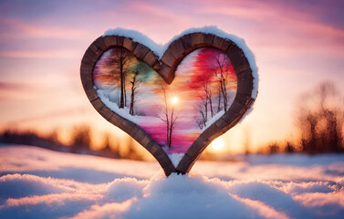 Beautiful heart background, Enjoy the snow to express how much you adore it the generative ai

