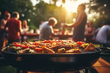 Fotobehang Summer barbecue party atmosphere with friends enjoying backyard cookout © Robert Kneschke