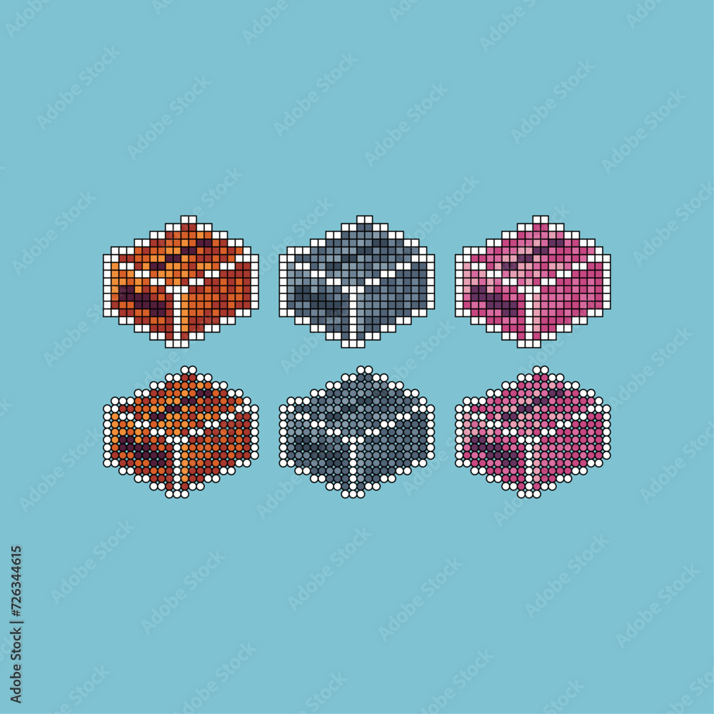 Poster pixel art stroke sets icon of box icon variation color. paper box icon on pixelated style. 8bits per
