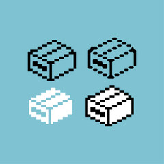 Pixel art outline sets icon of box icon variation color. paper box icon on pixelated style. 8bits perfect for game asset or design asset element for your game design. Simple pixel art icon asset.