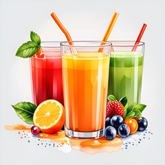 glass of juice with fruits