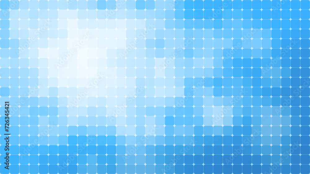 Poster abstract grid background of rounded bright light blue squares with color gradient. high resolution f