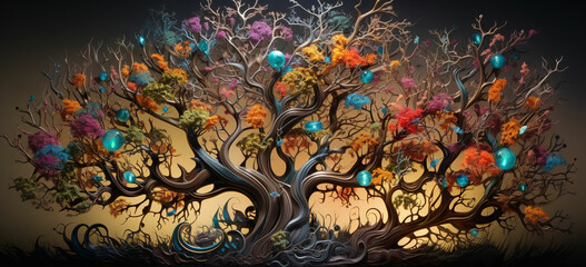 Obraz na płótnie Canvas an imaginative, fantastical tree with unique branches and intricate details