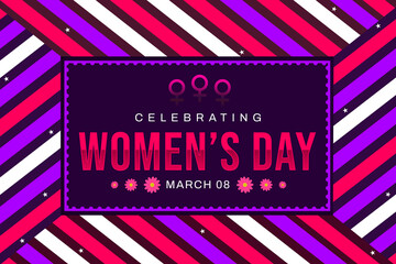 Celebrating Women's Day Colorful and minimalist wallpaper with typography greetings and design shapes. March 8 is womens day, backdrop