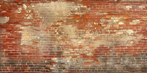 Weathered Brick Wall With Peeling Paint