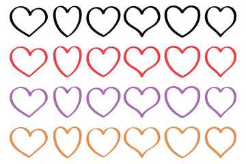 Hearts scribble style multiple colours