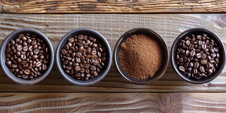 Five Bowls Filled With Different Types of Coffee Beans © Max Fry Design