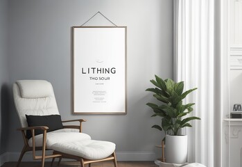 Poster frame in living room mockup