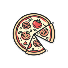 A Simple Logo of a Veggie Pizza - 2D Flat Vector Style