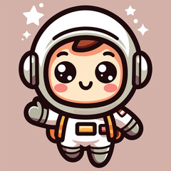 Cute astronaut happy smiling to you cartoon vector icon illustration. 