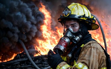 Obraz premium Guardians of the Flame The Courageous Role of Firefighters in Emergency Response and Safety ai generated