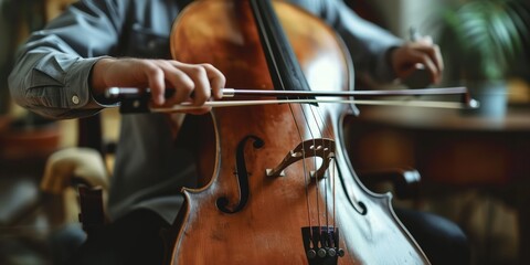 Close Up of Person Playing Cello
