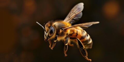 Close Up of a Bee Flying in the Air