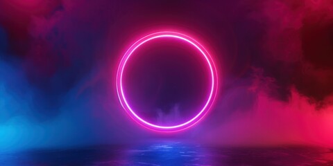 Circle of Neon Lights in Body of Water
