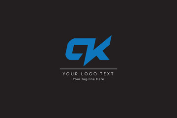 CK or KC letter logo design.
