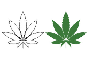 Cannabis leaf flat glyph outline