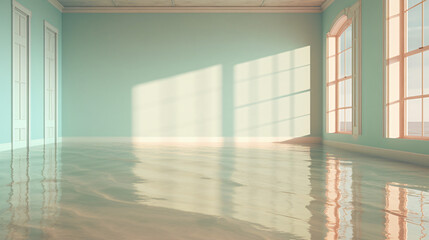Floor and water in a empty room