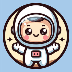 Cute astronaut happy smiling to you cartoon vector icon illustration. science techno chibi