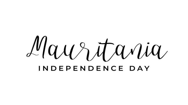 Happy Mauritania Independence Day Text Animation on Black Color. Great for Mauritania Independence Day Celebrations, for banner, social media feed wallpaper stories