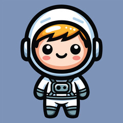 Cute astronaut happy smiling to you cartoon vector icon illustration. science techno chibi