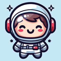 Cute astronaut happy smiling to you cartoon vector icon illustration. science techno chibi
