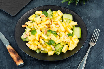 Healthy pineapple and cucumber salad.
