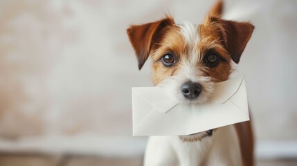 Adorable Dog Delivering Mail Envelope