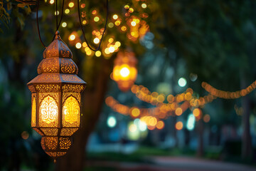 Islamic lantern in the night - Ramadan Kareem 