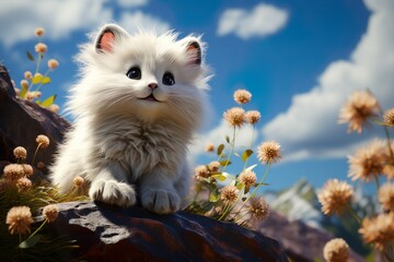 Naklejka na ściany i meble cute cat against blur background