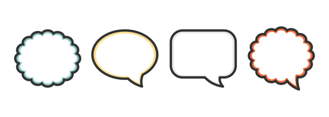 Set of hand drawn colorful speech bubbles scribbles elements