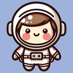 Cute astronaut happy smiling to you cartoon vector icon illustration. science techno chibi © huyelah