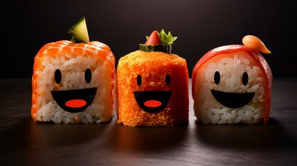 Three round sushi rolls