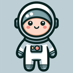 Cute astronaut happy smiling to you cartoon vector icon illustration. science techno chibi