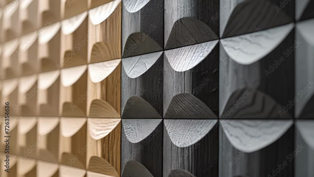 Poster a closeup shot of a textured wall in an office featuring a 3d pattern created by alternating light a