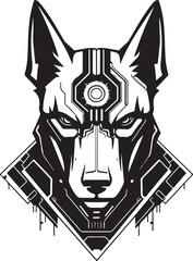 Modern strict logo template of abstract dog, wolf head. Vector illustration of wolf or dog for print, poster or logo