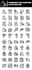 shopping and commerce outline icon set