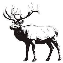 A Simple Tattoo of an Elk - 2D Flat Vector Style