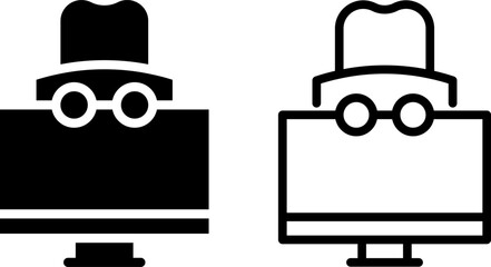 hacker icon, sign, or symbol in glyph and line style isolated on transparent background. Vector illustration